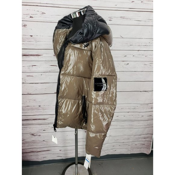 Calvin Klein Sorona Mura Superwet 400T Taupe Beige Insulated Puffer Jacket Size - Picture 11 of 13